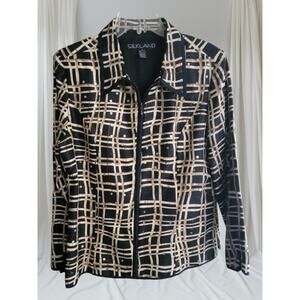 Silkland Women Jacket 100% silk Size Large Geometric design Sequins Lined